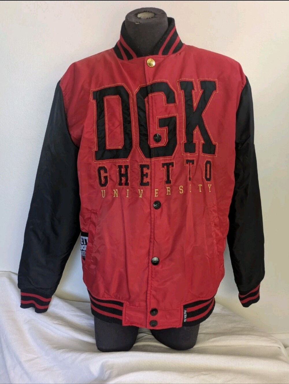 Men's Ghetto University Coat Large Red & Black